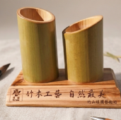 竹木筆筒-雙管
